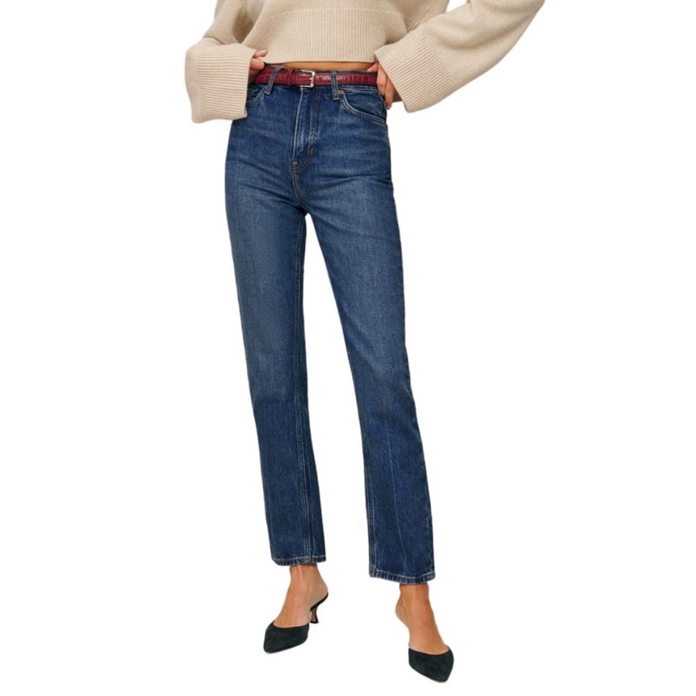 Reformation Liza Ultra High Rise Straight Jeans Icarian Wash 26